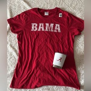 Red Alabama T-Shirt, women’s S with Tumbler